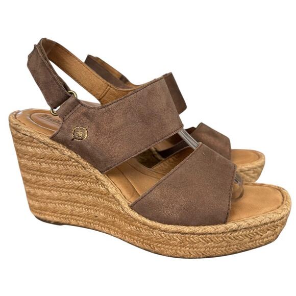 Born Sentinel Wedge Metallic Bronze Espadrille Platform Sandals Shoes Leather 9 - Picture 1 of 16
